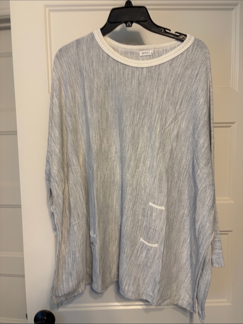 Casual Light Blue Scoop Neck Sweater - Unbranded